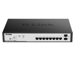 D-Link 8 Port PoE Gigabit Smart Managed Switch + 2 SFP ports - DGS-F1100-10PS