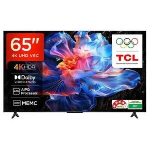 TCL 65V6C 65-Inch 4K UHD Android Smart TV - 4K Ultra HD display, Android Smart TV with built-in Google Assistant, HDR support, and sleek bezel-less design